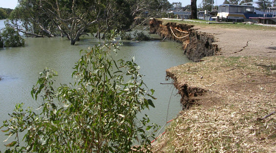Riverbank collapse site